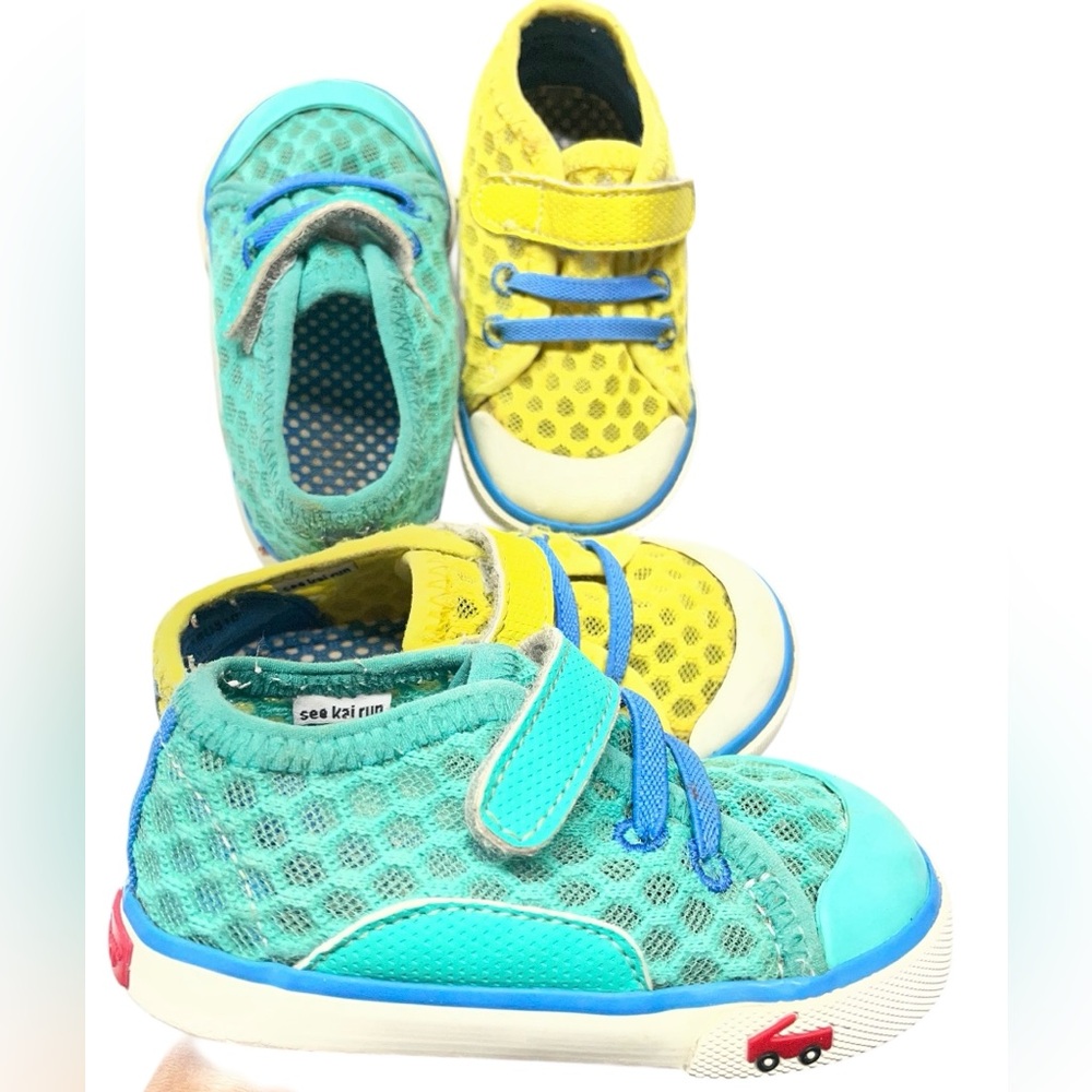 See Kai Run Saylor Sneaker Toddler Size 6 Breathable Mesh Velcro Shoes 2 Pairs - Picture 3 of 10